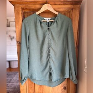 Nine West Olive Blouse with Button Front XS